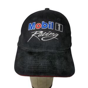 Mobil 1 Racing Strapback Hat Embroidered Logo Black NASCAR Horse